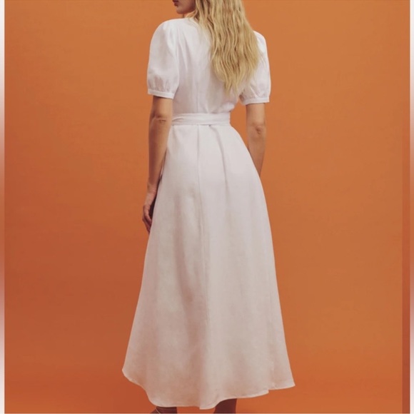 Reformation Weiss V Neck Linen Wrap Dress- NWT - Picture 2 of 9